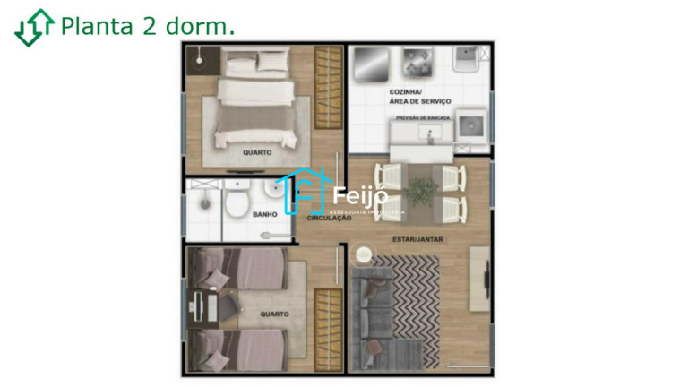 Imagem Apartamento com 2 Quartos à Venda, 38 m² em Parque Dos Anjos - Gravataí