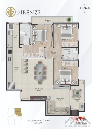 Imagem Apartamento com 3 Quartos à Venda, 112 m² em Costa E Silva - Joinville