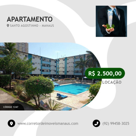Imagem Apartamento com 3 Quartos para Alugar, 80 m² em Santo Agostinho - Manaus Imagem Apartamento com 3 Quartos para Alugar, 80 m² em Santo Agostinho - Manaus