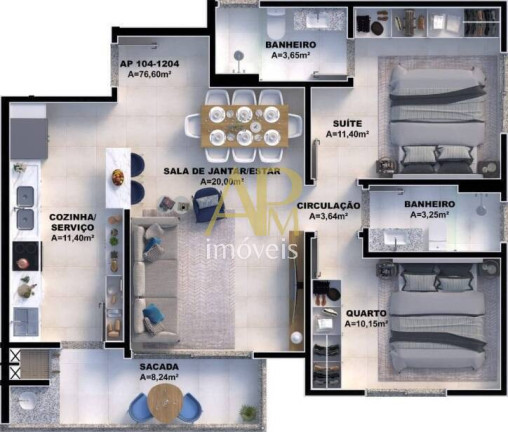 Imagem Apartamento com 3 Quartos à Venda, 87 m² em Pedra Branca - Palhoça