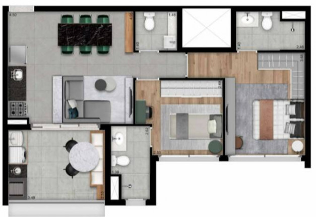 Apartamento com 2 Quartos à Venda, 67 m² em Brooklin - São Paulo