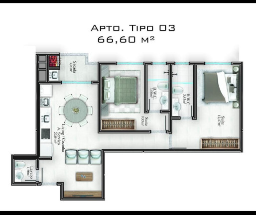 Imagem Apartamento com 2 Quartos à Venda, 66 m² em Alto São Bento - Itapema