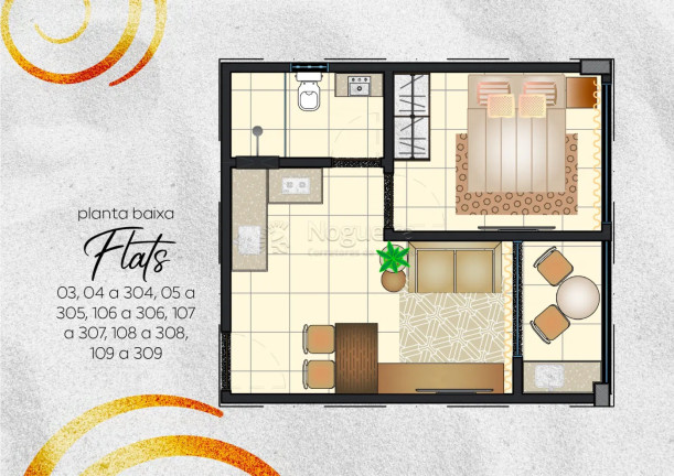 Flat com 1 Quarto à Venda, 37 m² em Porto De Galinhas - Ipojuca