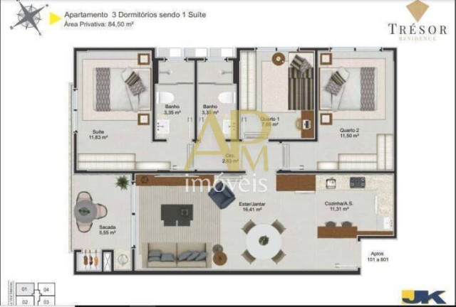 Imagem Apartamento com 3 Quartos à Venda, 84 m² em Jardim Eldorado - Palhoça Imagem Apartamento com 3 Quartos à Venda, 84 m² em Jardim Eldorado - Palhoça