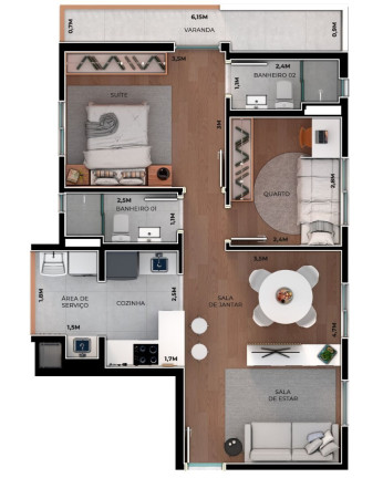 Imagem Apartamento com 2 Quartos à Venda, 61 m² em Boa Vista - Curitiba Imagem Apartamento com 2 Quartos à Venda, 61 m² em Boa Vista - Curitiba