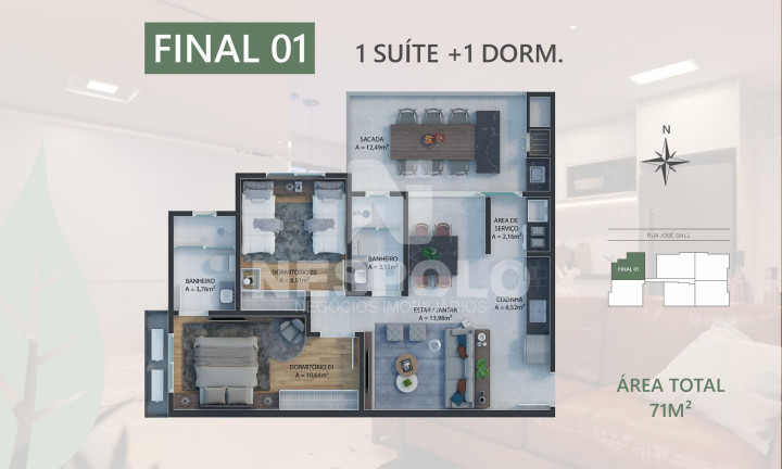 Imagem Apartamento com 2 Quartos à Venda, 77 m² em Dom Bosco - Itajai