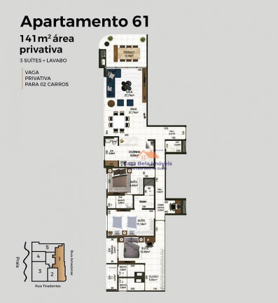 Imagem Apartamento com 3 Quartos à Venda, 132 m² em Canto Do Forte - Praia Grande