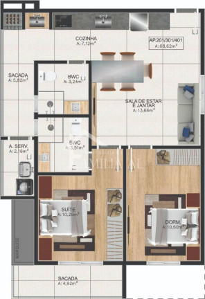 Imagem Apartamento com 2 Quartos à Venda, 64 m² em Guanabara - Joinville