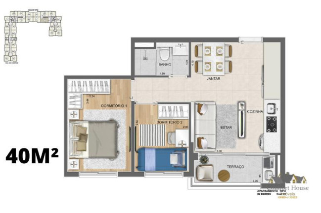 Imagem Apartamento com 2 Quartos à Venda, 43 m² em Vila Homero Thon - Santo André Imagem Apartamento com 2 Quartos à Venda, 43 m² em Vila Homero Thon - Santo André