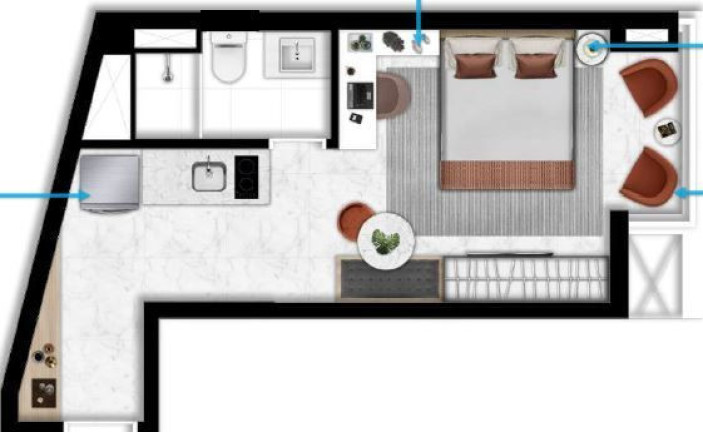 Imagem Studio com 1 Quarto à Venda, 33 m² em Paraíso - São Paulo Imagem Studio com 1 Quarto à Venda, 33 m² em Paraíso - São Paulo