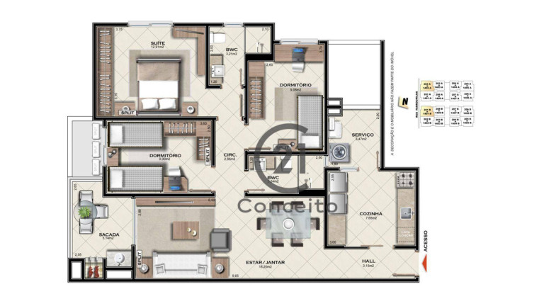 Imagem Apartamento com 3 Quartos à Venda, 93 m² em Barreiros - São José Imagem Apartamento com 3 Quartos à Venda, 93 m² em Barreiros - São José