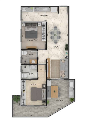 Imagem Apartamento com 2 Quartos à Venda, 77 m² em Guilhermina - Praia Grande