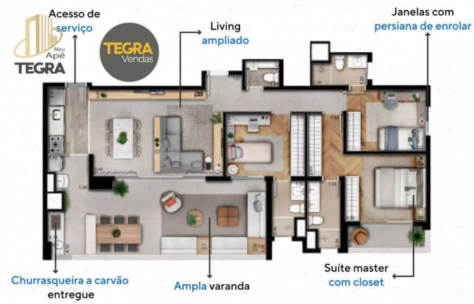 Imagem Apartamento com 3 Quartos à Venda, 127 m² em Vila Anastácio - São Paulo