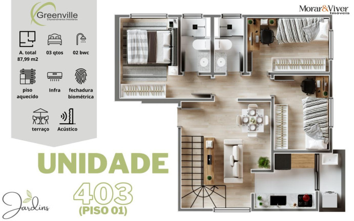 Imagem Apartamento com 3 Quartos à Venda, 75 m² em Cidade Jardim - São José Dos Pinhais