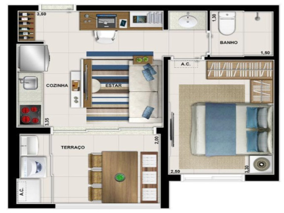 Imagem Imóvel com 1 Quarto à Venda, 35 m² em Santo Amaro - São Paulo