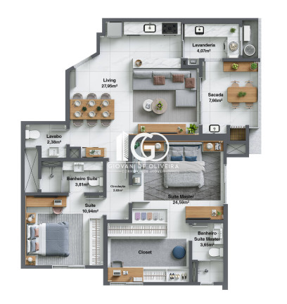 Imagem Apartamento com 3 Quartos à Venda, 102 m² em Centro - Criciúma Imagem Apartamento com 3 Quartos à Venda, 102 m² em Centro - Criciúma