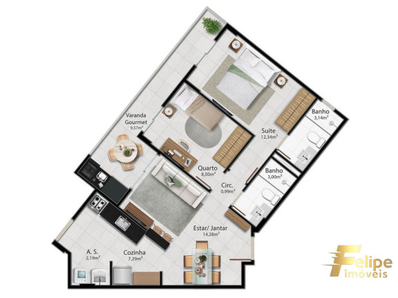 Imagem Imóvel com 2 Quartos à Venda, 65 m² em Jardim Camburi - Vitória Imagem Imóvel com 2 Quartos à Venda, 65 m² em Jardim Camburi - Vitória