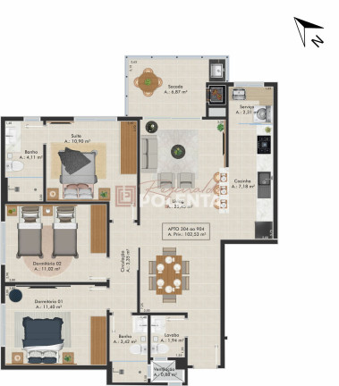 Imagem Apartamento com 3 Quartos à Venda, 102 m² em Centro - Balneário Rincão