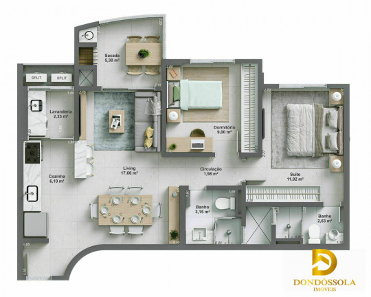 Apartamento com 2 Quartos à Venda, 67 m² em Centro - Criciúma