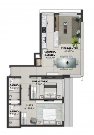Imagem Apartamento com 2 Quartos à Venda, 77 m² em Centro - Torres