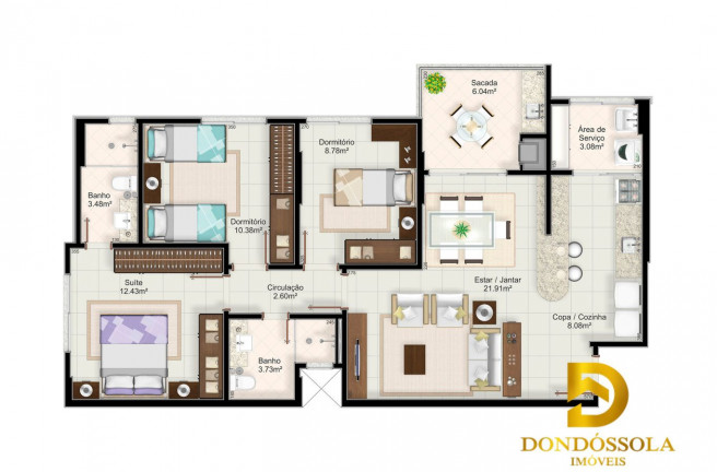 Imagem Apartamento com 3 Quartos à Venda, 92 m² em Centro - Criciúma Imagem Apartamento com 3 Quartos à Venda, 92 m² em Centro - Criciúma