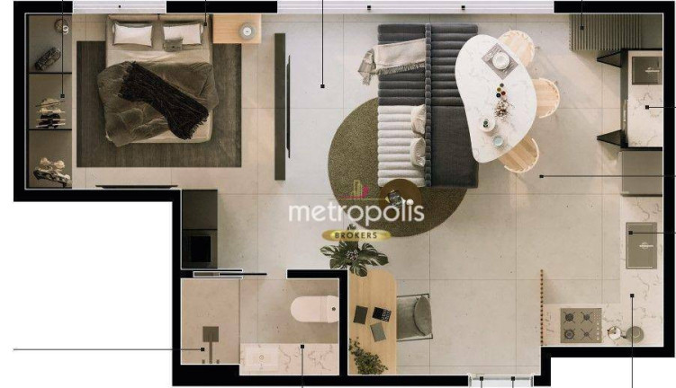 Imagem Studio com 1 Quarto à Venda, 42 m² em Centro - São Caetano Do Sul