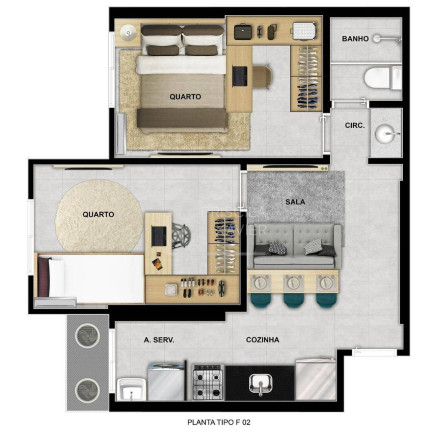 Imagem Apartamento com 2 Quartos à Venda, 42 m² em Praia Das Gaivotas - Vila Velha