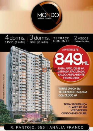 Imagem Apartamento com 3 Quartos à Venda, 88 m² em Anália Franco - São Paulo Imagem Apartamento com 3 Quartos à Venda, 88 m² em Anália Franco - São Paulo