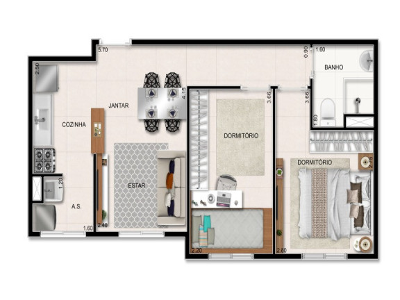 Imagem Imóvel com 2 Quartos à Venda, 43 m² em Cooperativa - São Bernardo Do Campo