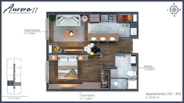 Imagem Apartamento com 1 Quarto à Venda, 56 m² em Moura - Gramado