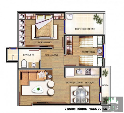 Imagem Apartamento com 2 Quartos à Venda, 55 m² em Caxias Do Sul Imagem Apartamento com 2 Quartos à Venda, 55 m² em Caxias Do Sul