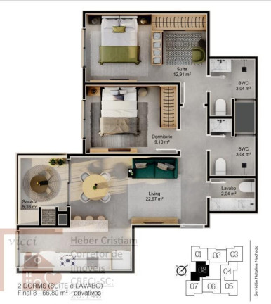 Imagem Apartamento com 2 Quartos à Venda, 61 m² em Cacupé - Florianópolis