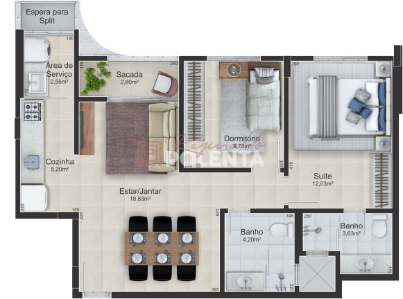 Imagem Apartamento com 2 Quartos à Venda, 69 m² em Rio Maina - Criciúma Imagem Apartamento com 2 Quartos à Venda, 69 m² em Rio Maina - Criciúma
