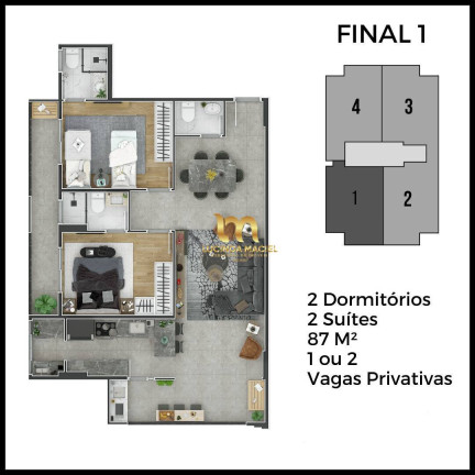 Imagem Apartamento com 2 Quartos à Venda, 87 m² em Canto Do Forte - Praia Grande