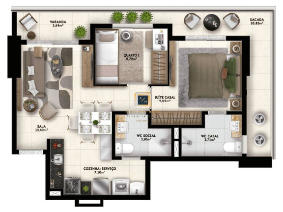 Imagem Apartamento com 2 Quartos à Venda, 54 m² em Meireles - Fortaleza Imagem Apartamento com 2 Quartos à Venda, 54 m² em Meireles - Fortaleza
