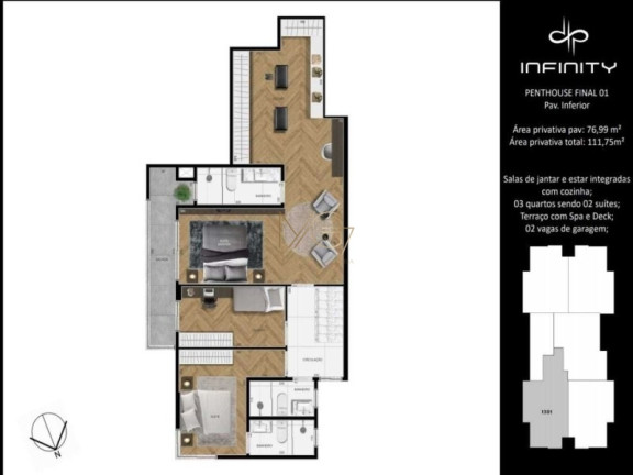 Imagem Cobertura com 3 Quartos à Venda, 107 m² em Centro - São José Dos Pinhais