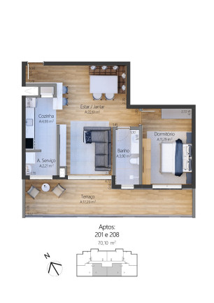 Imagem Apartamento com 1 Quarto à Venda, 54 m² em Moura - Gramado Imagem Apartamento com 1 Quarto à Venda, 54 m² em Moura - Gramado