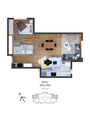 Imagem Apartamento com 1 Quarto à Venda, 54 m² em Moura - Gramado Imagem Apartamento com 1 Quarto à Venda, 54 m² em Moura - Gramado