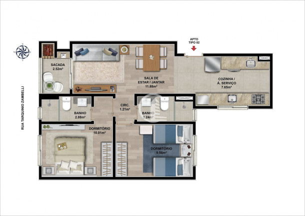 Imagem Apartamento com 2 Quartos à Venda, 60 m² em Nossa Senhora De Lourdes - Caxias Do Sul Imagem Apartamento com 2 Quartos à Venda, 60 m² em Nossa Senhora De Lourdes - Caxias Do Sul