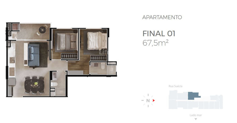 Imagem Apartamento com 2 Quartos à Venda, 71 m² em Praia Brava - Itajaí