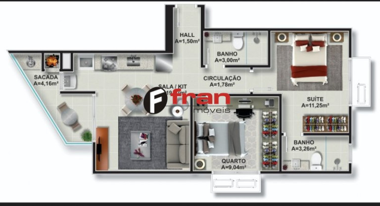 Imagem Apartamento com 1 Quarto à Venda, 53 m² em Itacorubi - Florianópolis Imagem Apartamento com 1 Quarto à Venda, 53 m² em Itacorubi - Florianópolis
