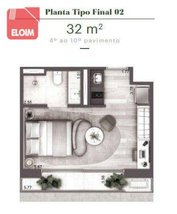 Imagem Studio com 1 Quarto à Venda, 32 m² em Higienópolis - São Paulo Imagem Studio com 1 Quarto à Venda, 32 m² em Higienópolis - São Paulo