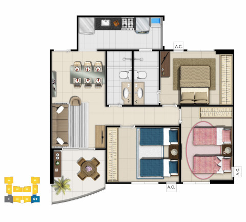 Imagem Apartamento com 3 Quartos à Venda, 67 m² em Praia De Itaparica - Vila Velha Imagem Apartamento com 3 Quartos à Venda, 67 m² em Praia De Itaparica - Vila Velha