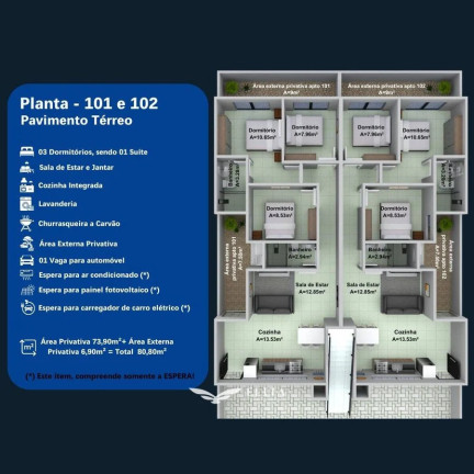 Imagem Apartamento com 3 Quartos à Venda, 74 m² em Itajuba - Barra Velha Imagem Apartamento com 3 Quartos à Venda, 74 m² em Itajuba - Barra Velha