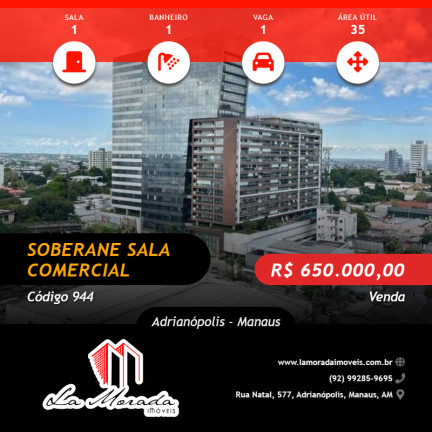 Imagem Sala Comercial à Venda, 35 m² em Adrianópolis - Manaus