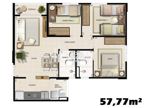 Imagem Apartamento com 3 Quartos para Alugar, 57 m² em Tenoné - Belém Imagem Apartamento com 3 Quartos para Alugar, 57 m² em Tenoné - Belém