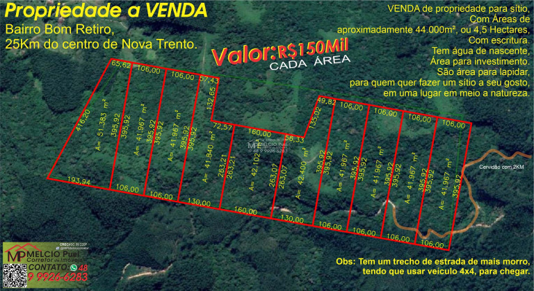 Imóvel à Venda,  em Bairro Bom Retiro Nova Trento - Nova Trento