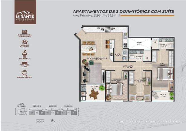 Imagem Apartamento com 2 Quartos à Venda, 101 m² em Coqueiros - Florianópolis