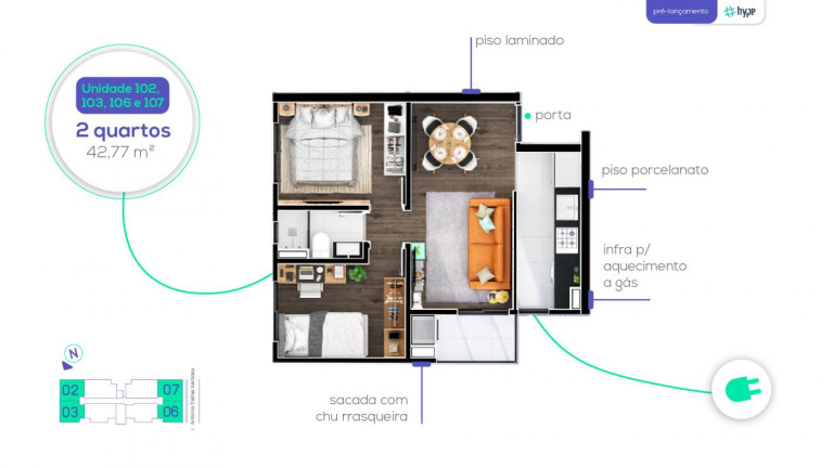 Imagem Apartamento com 2 Quartos à Venda, 49 m² em Capão Raso - Curitiba