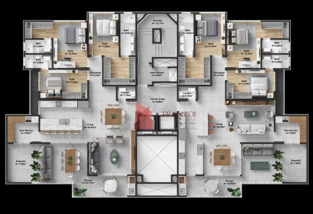 Imagem Cobertura com 3 Quartos à Venda, 170 m² em Fazenda - Itajaí